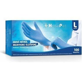 Has-Pet Large 100'lü 20 Paket Mavi Pudrasız Nitril Muayene Eldiveni