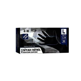 Has-Pet Large 50'li Siyah Pudrasız Nitril Ekstra Kalın Muayene Eldiveni