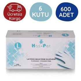 Has-Pet Latex Pudrasız L 6 Kutu 100 Adet Muayene Eldiveni
