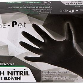 Has-Pet Medium 100'lü 20 Paket Siyah Pudrasız Nitril Muayene Eldiveni