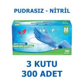 Has-Pet Medium 100'lü Mavi Pudrasız Nitril Muayene Eldiveni