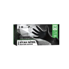 Has-Pet Medium 100'lü Siyah Pudrasız Nitril Muayene Eldiveni