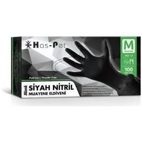 Has-pet Nitril Siyah Medium 100 Adet Muayene Eldiveni