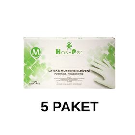 Has-Pet Pudrasız Lateks Medium 5 Kutu Muayene Eldiveni