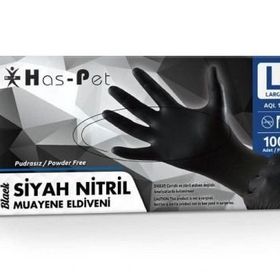 Has-Pet Siyah 100 Adet L Nitril Muayene Eldiveni
