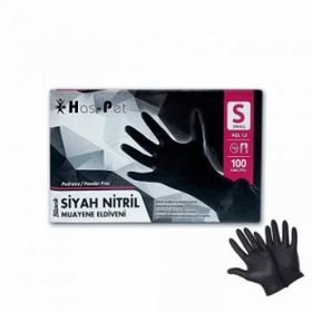 Has-Pet Siyah 100 Adet S Nitril Muayene Eldiveni
