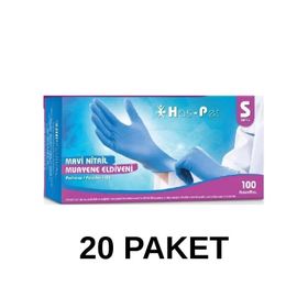 Has-Pet Small 100'lü 20 Paket Mavi Pudrasız Nitril Muayene Eldiveni
