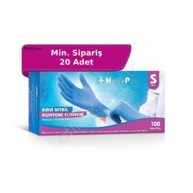 Has-Pet Small 100'lü Mavi Pudrasız Nitril Muayene Eldiveni