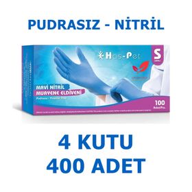 Has-Pet Small 100'lü Mavi Pudrasız Nitril Muayene Eldiveni