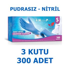 Has-Pet Small 100'lü Mavi Pudrasız Nitril Muayene Eldiveni