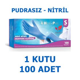 Has-Pet Small 100'lü Mavi Pudrasız Nitril Muayene Eldiveni