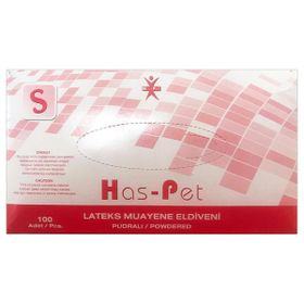 Has-Pet Small 100'lü Pudralı Lateks Muayene Eldiveni