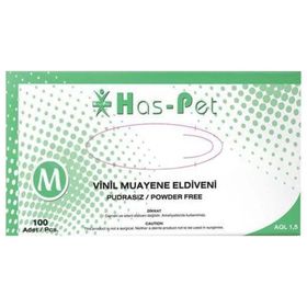 Haspet 100'lü Paket M Pudrasız Vinil Muayene Eldiveni