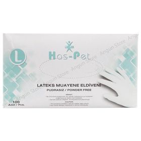 Haspet 100'lü Pudrasız Beyaz Large Muayene Eldiveni