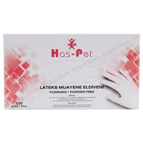 Haspet 100'lü Pudrasız Beyaz Small Muayene Eldiveni