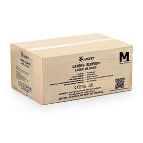 Haspet 100x20 2000 Adet Lateks Pudralı Medium Orta Boy Muayene Eldiveni