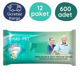 Haspet Kapaklı 30x32 cm 12 Paket 600 Adet Perine Bölge Temizleme Havlusu