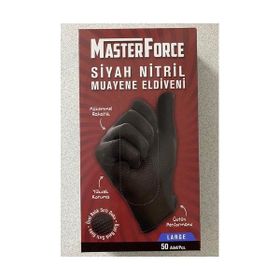 Haspet Masterforce Nitril Pudrasız Ekstra Large 50 Adet Kalın Siyah Eldiven