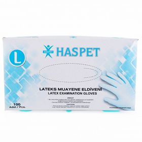 Haspet Pudrasız Lateks 100'lü Large Muayene Eldiveni