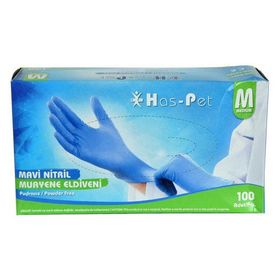 Haspet Pudrasız Orta Boy M 100'lü Mavi Nitril Eldiven