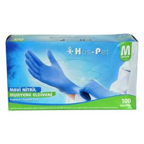 Haspet Pudrasız Orta Boy M 100'lü Mavi Nitril Eldiven