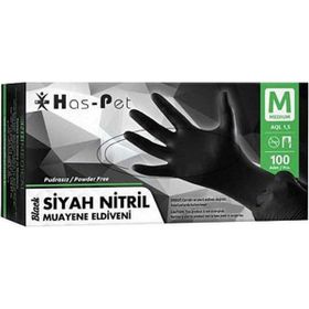 Haspet Siyah Pudrasız Nitril Eldiven