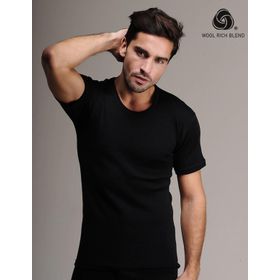 Hasyün 2005 Siyah Kısa Kol Yün Erkek Fanila