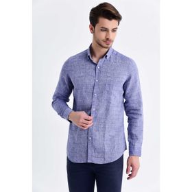 Hatemoğlu 18D190000486 Kareli Slim Fit Mavi Erkek Gömlek