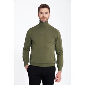 Hatemoğlu 3400ETC0A002 Haki Regular Fit Balıkçı Yaka Triko Erkek Kazak