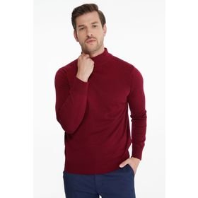 Hatemoğlu 3400ETC21A01 Erkek Bordo Regular Fit Yarım Balıkçı Triko Kazak