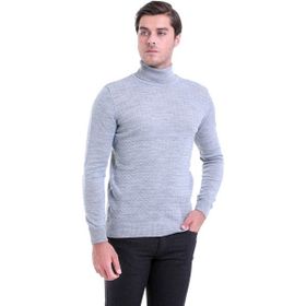 Hatemoğlu 3400ETC21A04 Gri Desenli Tam Balıkçı Yaka Regular Fit Triko Erkek Kazak