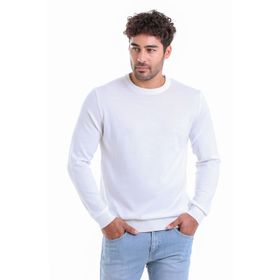 Hatemoğlu 3412ETC2A012 Ekru Regular Fit %100 Pamuk Bisiklet Yaka Triko Erkek Kazak