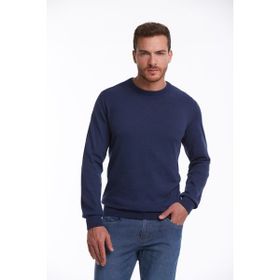 Hatemoğlu 3412ETC2A012 Indigo Regular Fit %100 Pamuk Bisiklet Yaka Triko Erkek Kazak