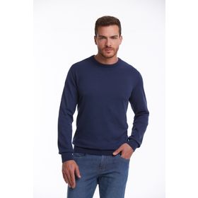 Hatemoğlu 3412ETC2A012 Indigo Regular Fit %100 Pamuk Bisiklet Yaka Triko Erkek Kazak