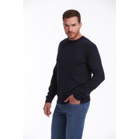 Hatemoğlu 3412ETC2A012 Lacivert Regular Fit %100 Pamuk Bisiklet Yaka Triko Erkek Kazak