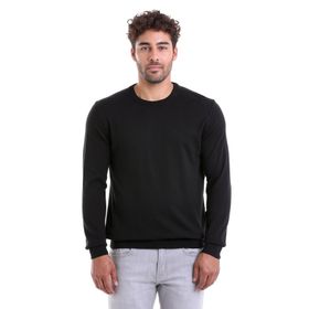 Hatemoğlu 3412ETC2A012 Siyah Regular Fit %100 Pamuk Bisiklet Yaka Triko Erkek Kazak