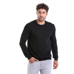 Hatemoğlu 3412ETC2A012 Siyah Regular Fit %100 Pamuk Bisiklet Yaka Triko Erkek Kazak
