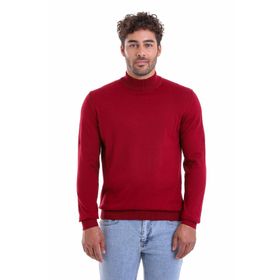 Hatemoğlu 3422ETC2A011 Erkek Bordo Regular Fit %100 Pamuk Yarım Balıkçı Triko Kazak
