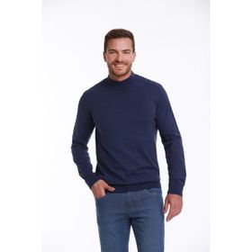 Hatemoğlu 3422ETC2A011 İndigo Regular Fit %100 Pamuk Yarım Balıkçı Triko Erkek Kazak