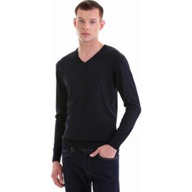 Hatemoğlu 34251022A008 Lacivert Regular Fit Yünlü Düz V Yaka Triko Erkek Kazak
