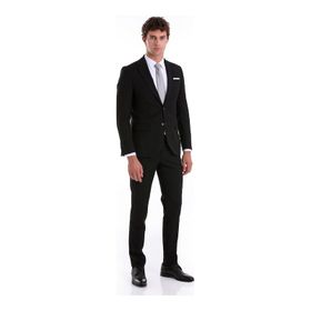 Hatemoğlu Desenli Slim Fit Siyah Gömlek