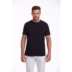 Hatemoğlu Lacivert %100 Pamuk Regular Fit Bisiklet Yaka Tişört