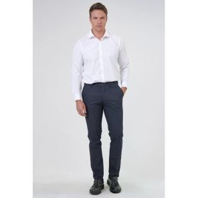 Hatemoğlu Lacivert Armürlü Slim Fit Kumaş Pantolon