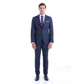 Hatemoğlu Lacivert Slim Fit Desenli Takım Elbise