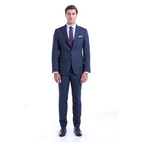 Hatemoğlu Lacivert Slim Fit Desenli Takım Elbise
