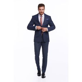 Hatemoğlu Lacivert Slim Fit Desenli Takım Elbise