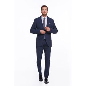 Hatemoğlu Lacivert Slim Fit Sivri Yaka Çizgili Takım Elbise