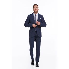Hatemoğlu Lacivert Slim Fit Sivri Yaka Çizgili Takım Elbise