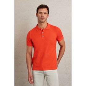 Hatemoğlu Nar Çiçeği %100 Pamuk Regular Fit Polo Yaka Tişört