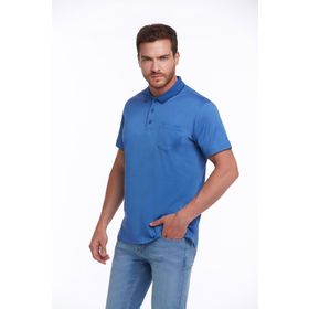 Hatemoğlu Regular Fit Merserize Polo Yaka Mavi Erkek T-Shirt